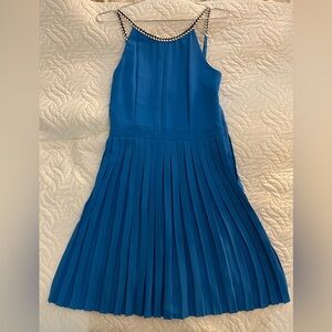 Blue Pleated Dress with roping detail